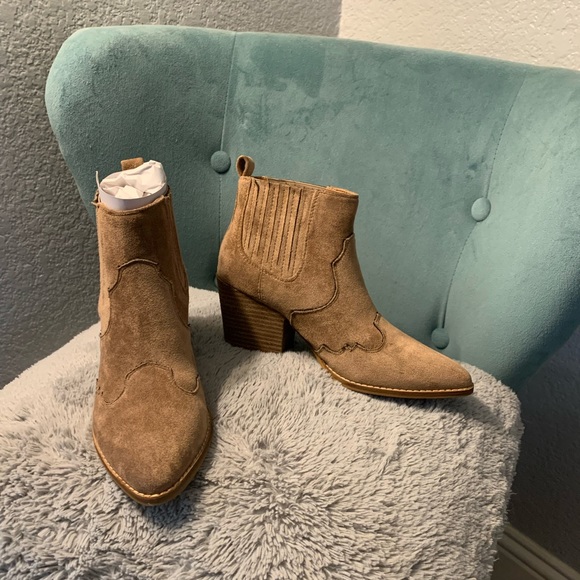 Taupe Suede Boho Booties 7 - Picture 4 of 8